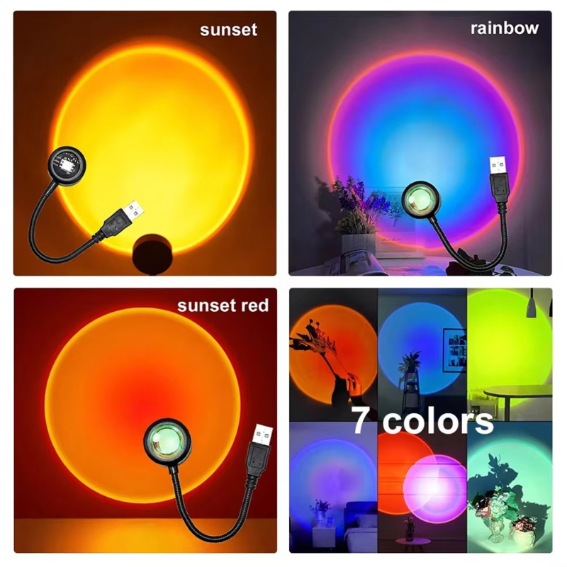 Photography Lighting Wall - 1-4pcs 일몰 램프 LED 레인보우 네온