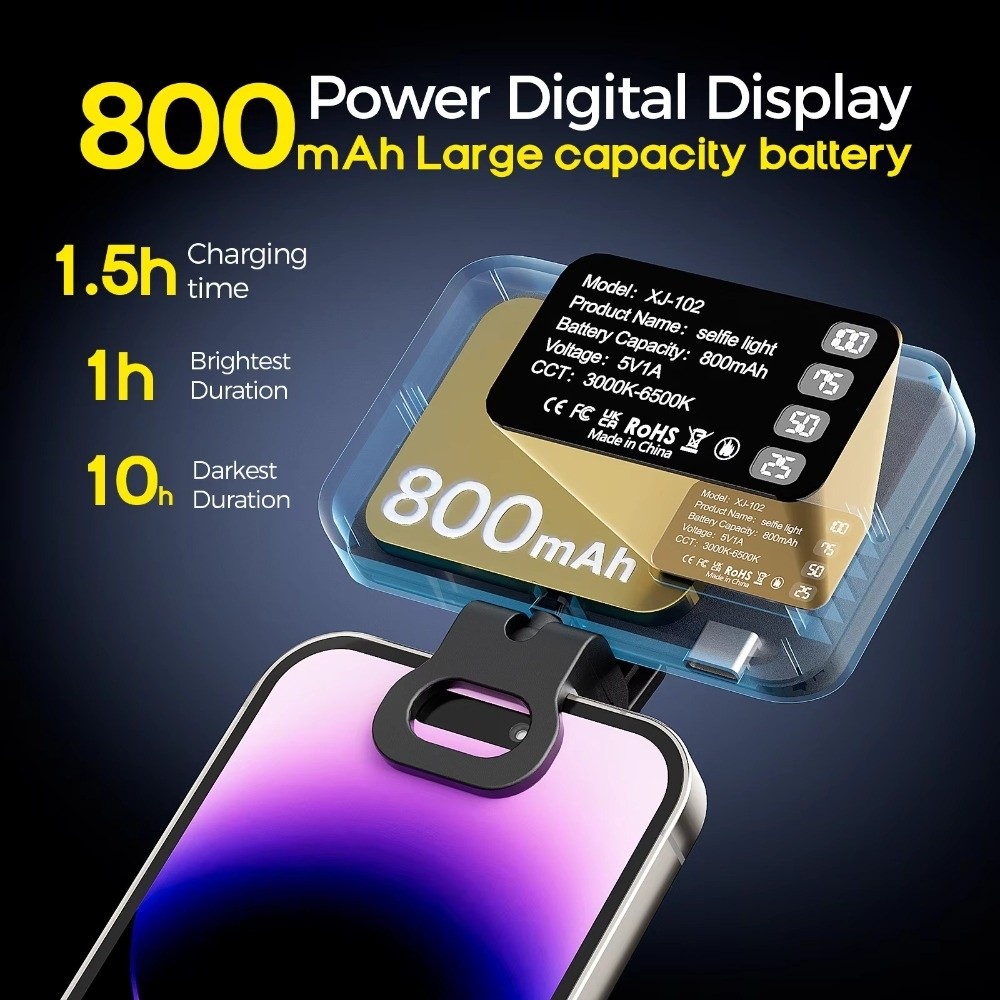 Photography Lighting With Flash - 800/1000mAh LED 셀카 라이트 3가지 모드