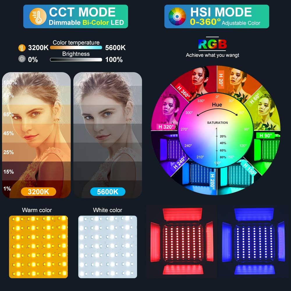앱 제어 기능이 있는 RGB LED 패널 비디오 조명, - Photography Led Lighting Kit 리뷰 및 가격