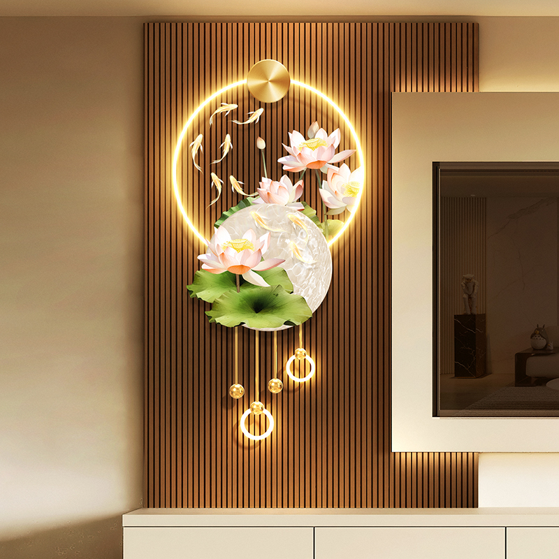 홈 장식 잉어 물고기 입구 장식 그림 연꽃 복도 복도  - Photography Lighting Wall 리뷰 및 가격