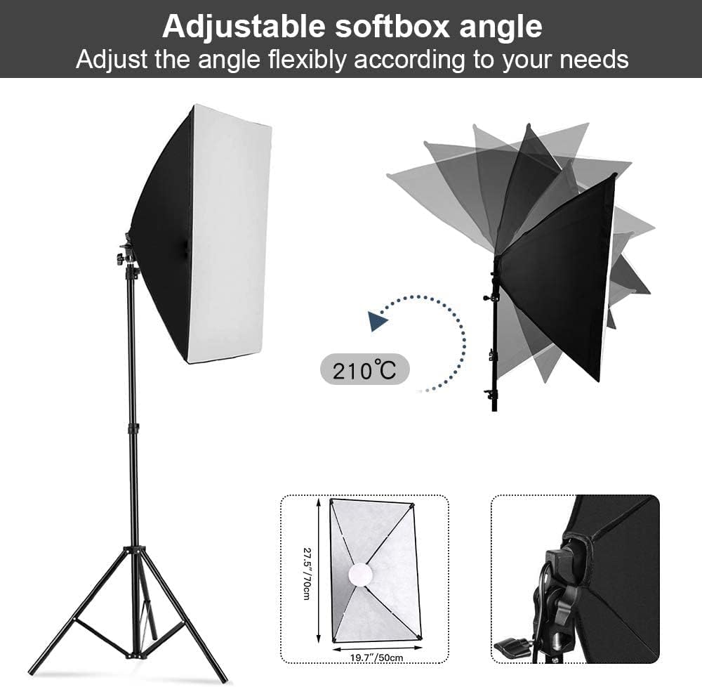 사진 촬영용 소프트박스 조명 키트, 2팩 19.7인치  - Photography Led Lighting Kit 리뷰 및 가격