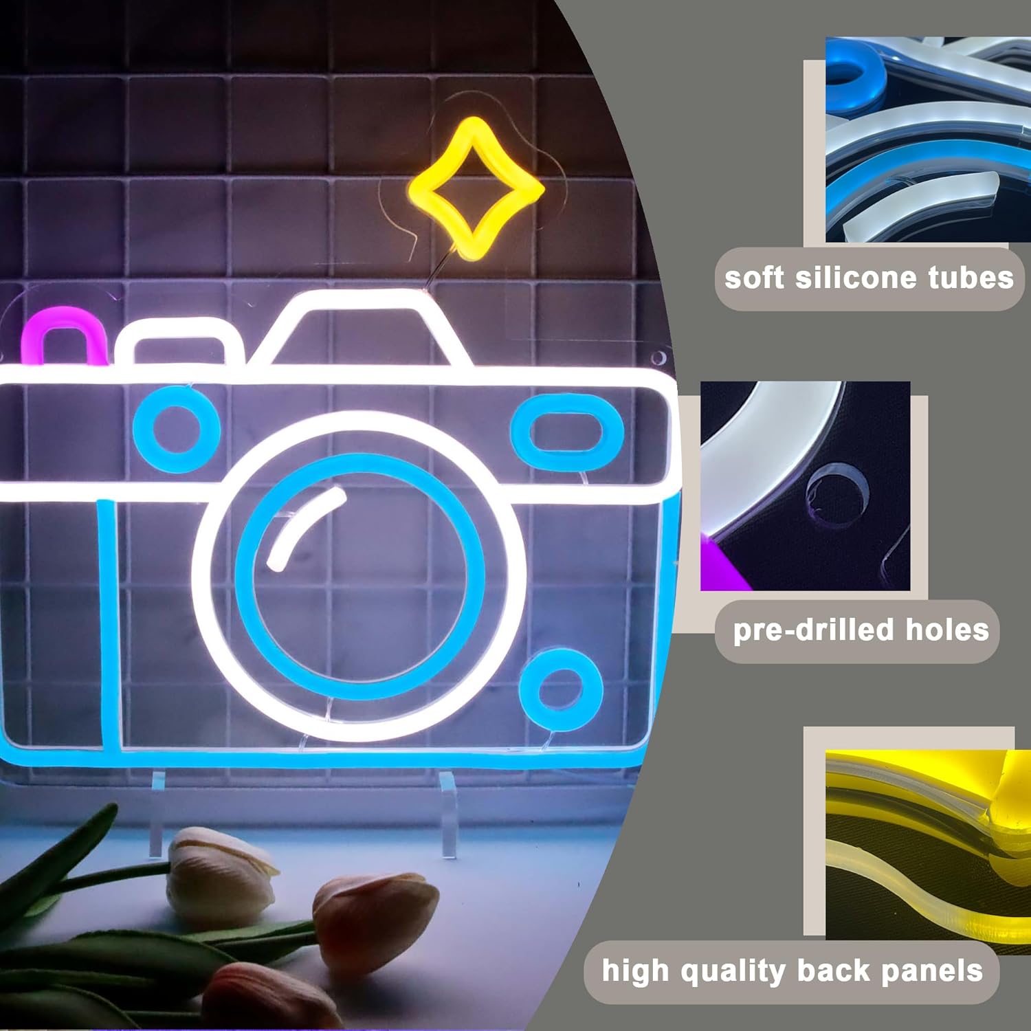 벽 장식용 네온사인, 사진기 테마 침실 조명, 소년 소 - Photography Lighting Wall 리뷰 및 가격